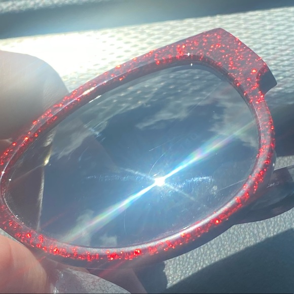 YVES SAINT LAURENT Red Glitter YSL Gold Sunglasses - Picture 11 of 16